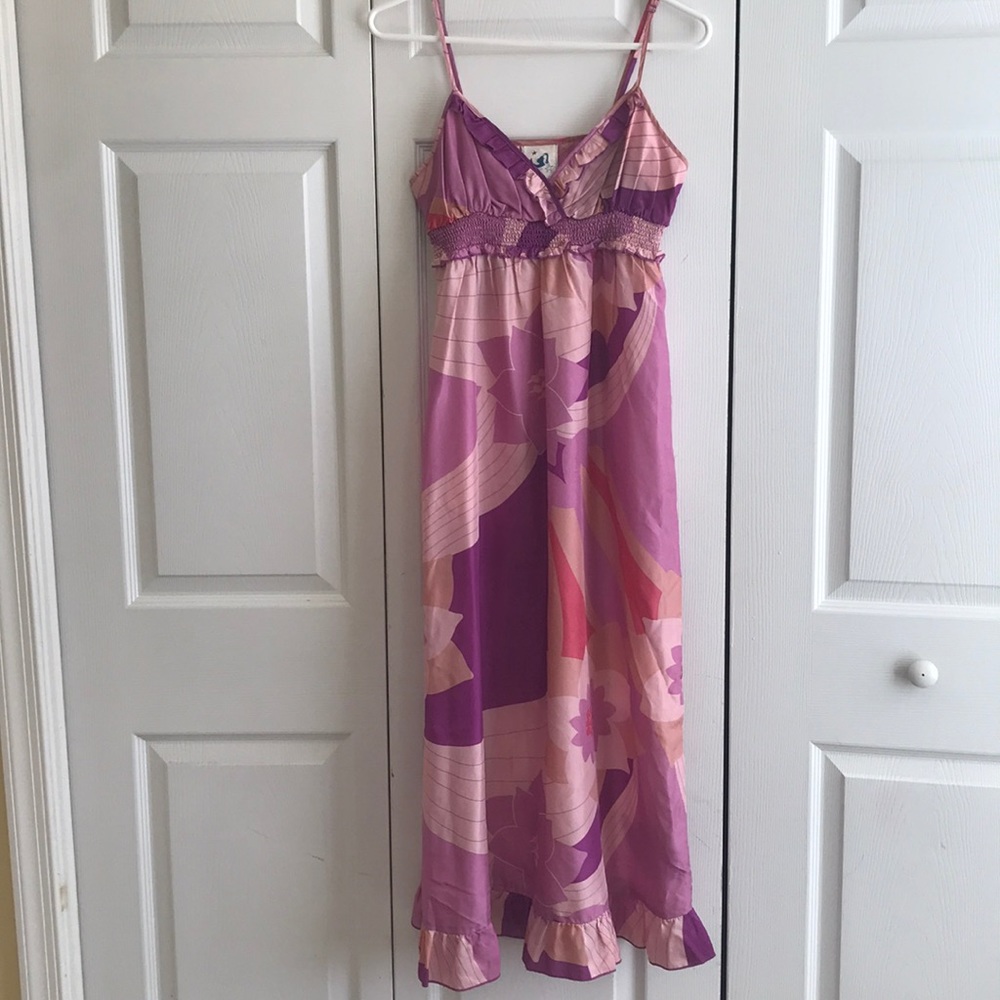 “M” silk maxi dress
